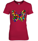 Womens Colourful Butterfly International dot day V Neck T Shirt Premium Women's T-Shirt