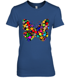 Womens Colourful Butterfly International dot day V Neck T Shirt Premium Women's T-Shirt