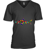 Womens Colourful Shark International dot day V Neck T Shirt V-Neck T-Shirt