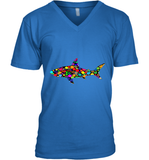 Womens Colourful Shark International dot day V Neck T Shirt V-Neck T-Shirt