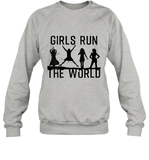 Womens Girls Run The World  International Women's Day Silhouette V Neck T Shirt Sweatshirt