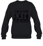 Womens Girls Run The World  International Women's Day Silhouette V Neck T Shirt Sweatshirt