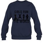 Womens Girls Run The World  International Women's Day Silhouette V Neck T Shirt Sweatshirt