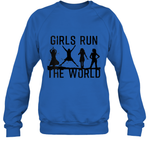 Womens Girls Run The World  International Women's Day Silhouette V Neck T Shirt Sweatshirt