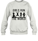 Womens Girls Run The World  International Women's Day Silhouette V Neck T Shirt Sweatshirt