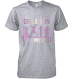 Womens Girls Run The World  International Women's Day Feminist V Neck T Shirt Premium Men's T-Shirt