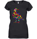 Womens Colourful Dove Bird International Dot day V Neck T Shirt Women's V-Neck T-Shirt