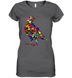 Womens Colourful Dove Bird International Dot day V Neck T Shirt Women's V-Neck T-Shirt