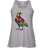 Womens Colourful Dove Bird International Dot day V Neck T Shirt Racerback Tank