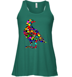 Womens Colourful Dove Bird International Dot day V Neck T Shirt Racerback Tank