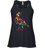 Womens Colourful Dove Bird International Dot day V Neck T Shirt Racerback Tank