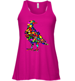 Womens Colourful Dove Bird International Dot day V Neck T Shirt Racerback Tank