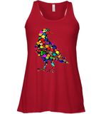 Womens Colourful Dove Bird International Dot day V Neck T Shirt Racerback Tank