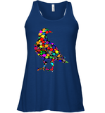 Womens Colourful Dove Bird International Dot day V Neck T Shirt Racerback Tank