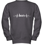Womens Beer Heartbeat ECG Beer Drinker Gift V Neck T Shirt Youth Sweatshirt