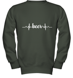 Womens Beer Heartbeat ECG Beer Drinker Gift V Neck T Shirt Youth Sweatshirt