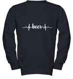 Womens Beer Heartbeat ECG Beer Drinker Gift V Neck T Shirt Youth Sweatshirt