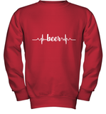 Womens Beer Heartbeat ECG Beer Drinker Gift V Neck T Shirt Youth Sweatshirt