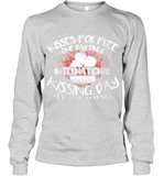 Womens Funny, International Kissing Day, Kisses for free. One day V Neck T Shirt Youth Long Sleeve
