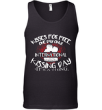 Womens Funny, International Kissing Day, Kisses for free. One day V Neck T Shirt Tank Top