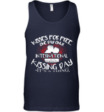Womens Funny, International Kissing Day, Kisses for free. One day V Neck T Shirt Tank Top