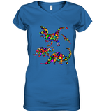 Womens Colourful Dinosaur International dot day V Neck T Shirt Women's V-Neck T-Shirt