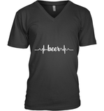 Womens Beer Heartbeat ECG Beer Drinker Gift V Neck T Shirt V-Neck T-Shirt