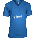Womens Beer Heartbeat ECG Beer Drinker Gift V Neck T Shirt V-Neck T-Shirt