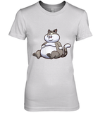 Womens Fat Cat Funny Chubby Cat  International Cat Day V Neck T Shirt Premium Women's T-Shirt
