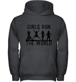 Womens Girls Run The World  International Women's Day Silhouette V Neck T Shirt Youth Hoodie
