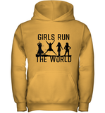 Womens Girls Run The World  International Women's Day Silhouette V Neck T Shirt Youth Hoodie