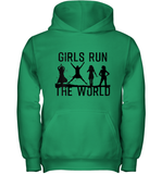 Womens Girls Run The World  International Women's Day Silhouette V Neck T Shirt Youth Hoodie