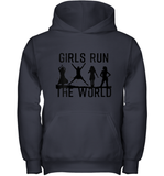 Womens Girls Run The World  International Women's Day Silhouette V Neck T Shirt Youth Hoodie