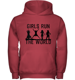 Womens Girls Run The World  International Women's Day Silhouette V Neck T Shirt Youth Hoodie