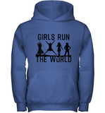 Womens Girls Run The World  International Women's Day Silhouette V Neck T Shirt Youth Hoodie