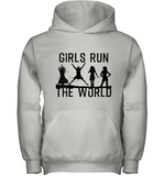 Womens Girls Run The World  International Women's Day Silhouette V Neck T Shirt Youth Hoodie