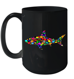 Womens Colourful Shark International dot day V Neck T Shirt Ceramic Mug 15oz