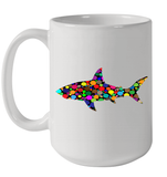 Womens Colourful Shark International dot day V Neck T Shirt Ceramic Mug 15oz