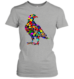 Womens Colourful Dove Bird International Dot day V Neck T Shirt Women's T-Shirt