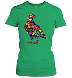 Womens Colourful Dove Bird International Dot day V Neck T Shirt Women's T-Shirt