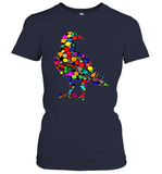 Womens Colourful Dove Bird International Dot day V Neck T Shirt Women's T-Shirt