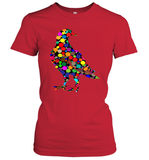 Womens Colourful Dove Bird International Dot day V Neck T Shirt Women's T-Shirt