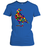 Womens Colourful Dove Bird International Dot day V Neck T Shirt Women's T-Shirt