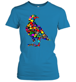 Womens Colourful Dove Bird International Dot day V Neck T Shirt Women's T-Shirt