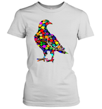 Womens Colourful Dove Bird International Dot day V Neck T Shirt Women's T-Shirt