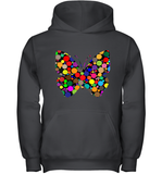 Womens Colourful Butterfly International dot day V Neck T Shirt Youth Hoodie