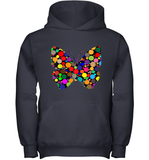 Womens Colourful Butterfly International dot day V Neck T Shirt Youth Hoodie