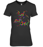 Womens Colourful Dinosaur International dot day V Neck T Shirt Premium Women's T-Shirt