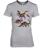 Womens Colourful Dinosaur International dot day V Neck T Shirt Premium Women's T-Shirt