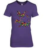 Womens Colourful Dinosaur International dot day V Neck T Shirt Premium Women's T-Shirt
